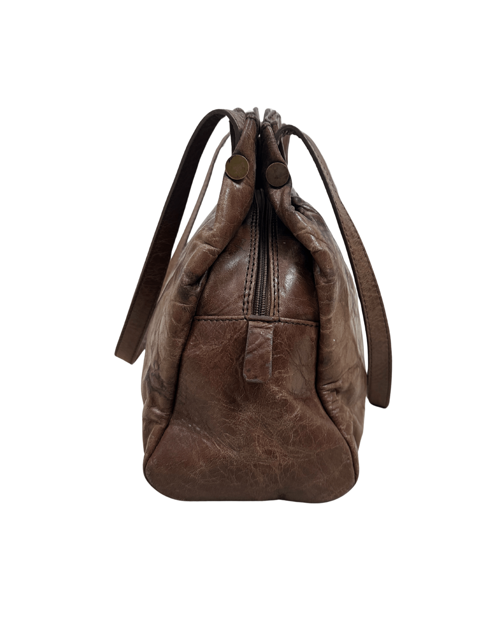 Vintage Leather Home Genuine Leather Tote with Gathered Detail - Funkify