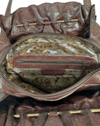 Vintage Leather Home Genuine Leather Tote with Gathered Detail - Funkify