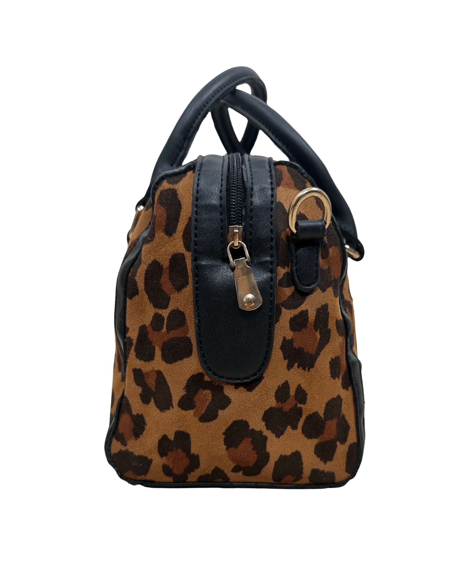 Vintage Leopard Print Medium Boston Handbag - Funkify