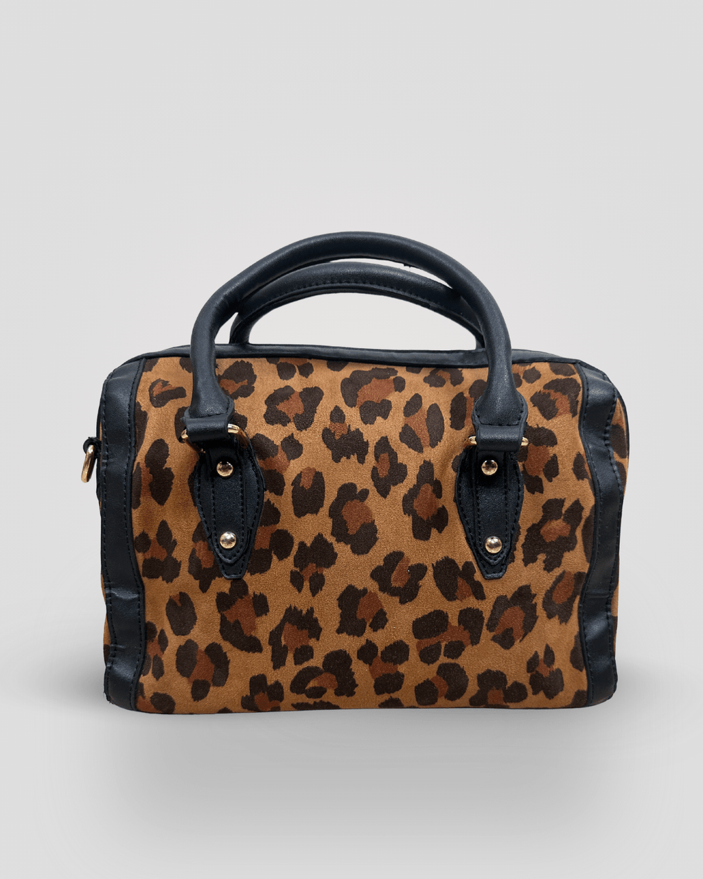 Vintage Leopard Print Medium Boston Handbag - Funkify