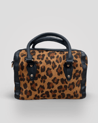 Vintage Leopard Print Medium Boston Handbag - Funkify