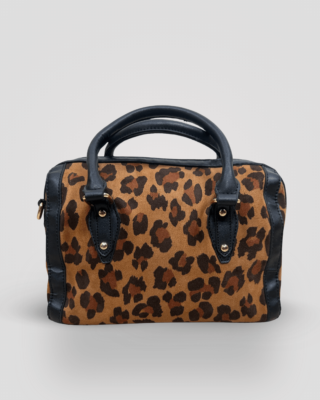 Vintage Leopard Print Medium Boston Handbag - Funkify