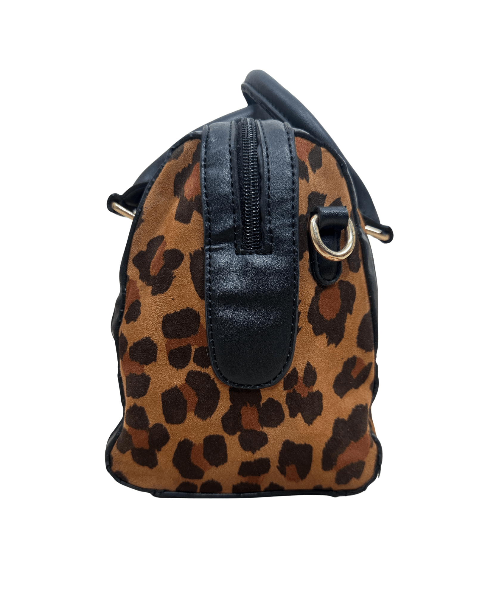 Vintage Leopard Print Medium Boston Handbag - Funkify