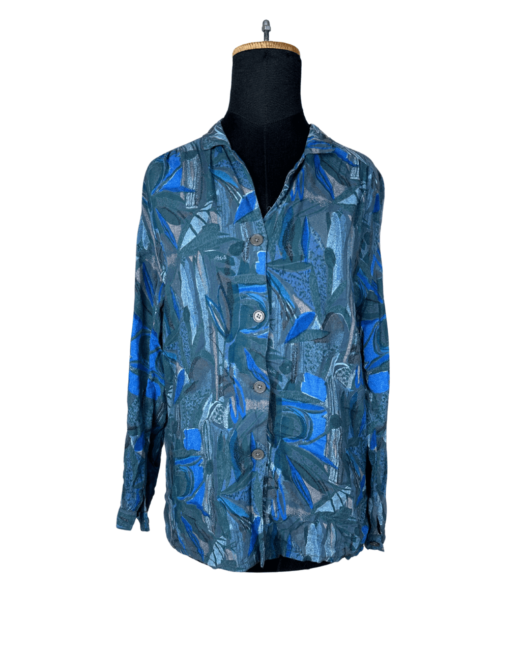 Vintage Long Sleeve Abstract Print Women's Shirt - Medium - Funkify