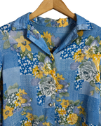 Vintage Long Sleeve Blouse with Shoulder Pads - Funkify