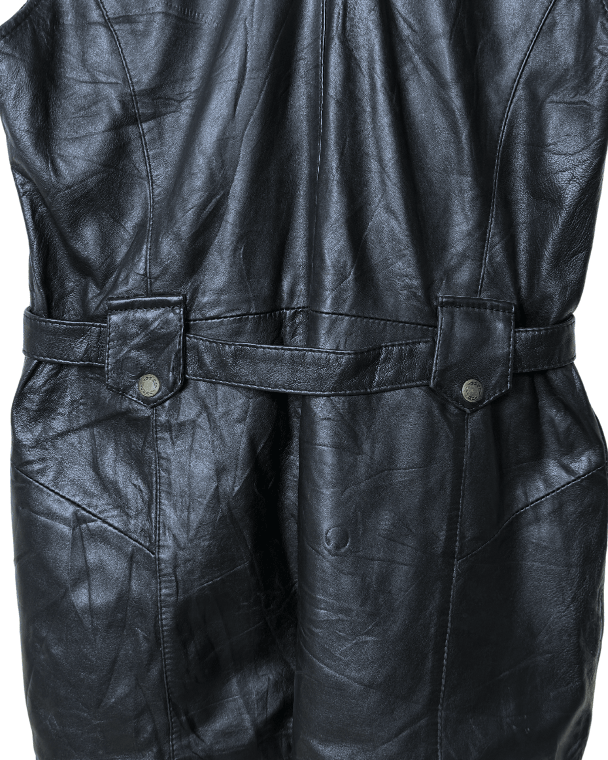 Vintage Long Utility Genuine Leather Vest - Women's Medium - Funkify