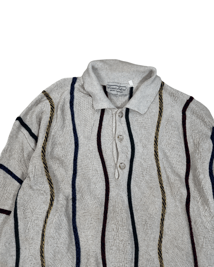 Vintage Louis Estere Striped Polo Sweater - Funkify