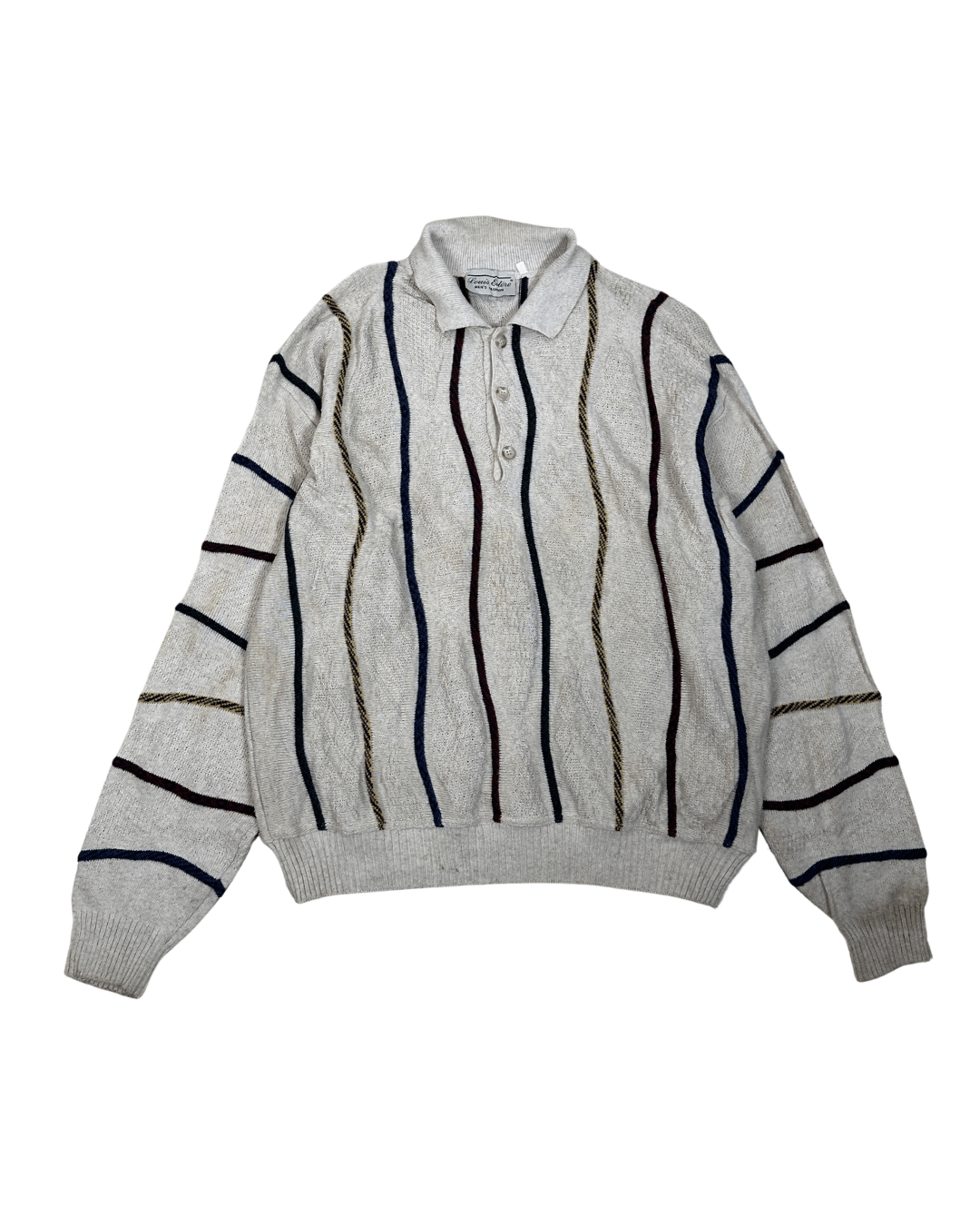 Vintage Louis Estere Striped Polo Sweater - Funkify