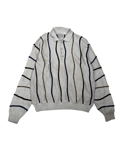 Vintage Louis Estere Striped Polo Sweater - Funkify