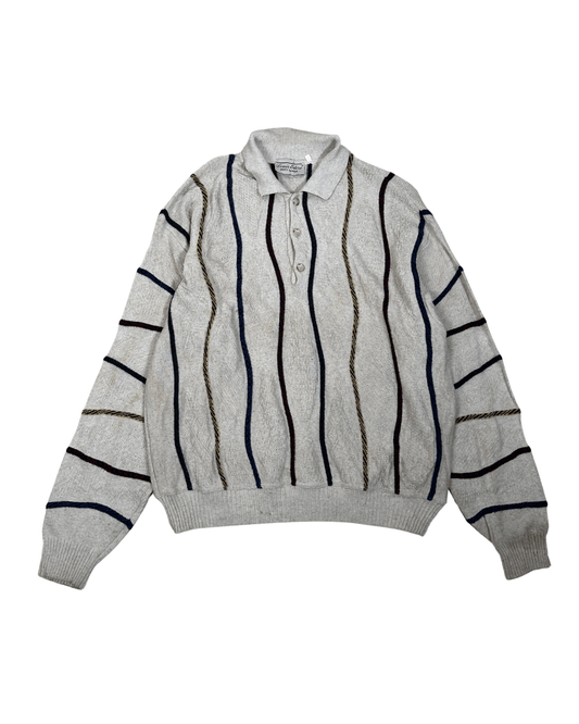Vintage Louis Estere Striped Polo Sweater - Funkify