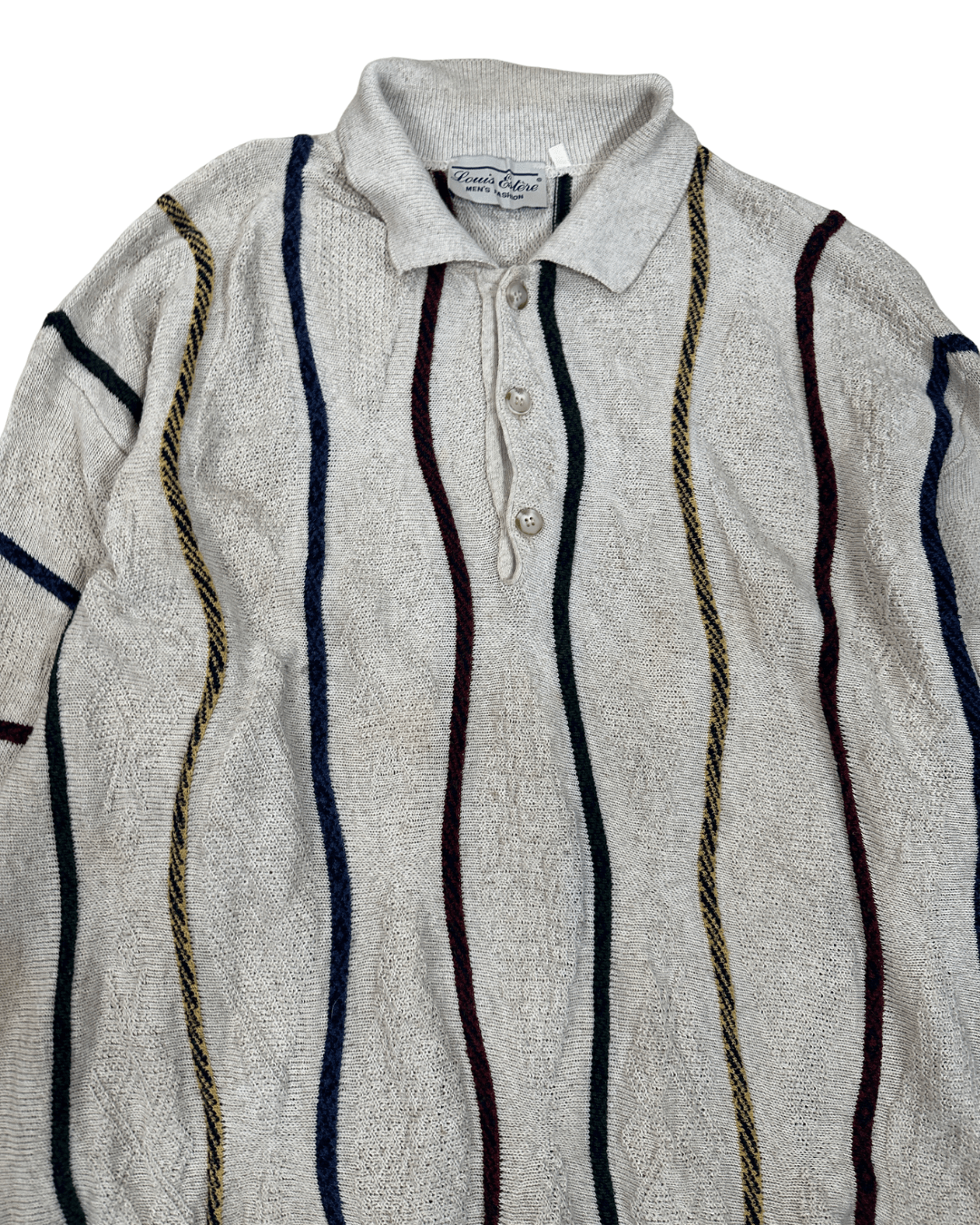 Vintage Louis Estere Striped Polo Sweater - Funkify