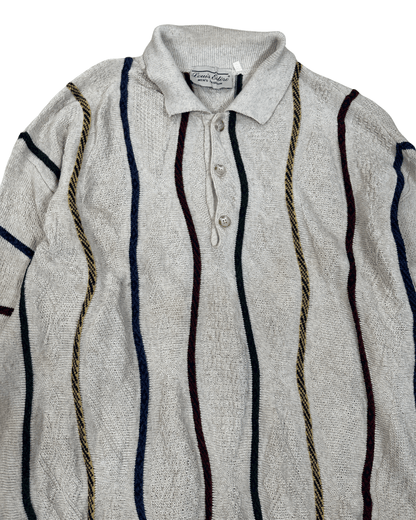 Vintage Louis Estere Striped Polo Sweater - Funkify