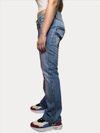 Low waist women's denim jeans with button detailing