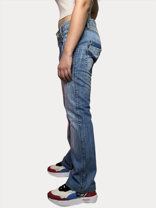 Vintage Low waist Women's Denim Jeans with Button Detailing - Funkify