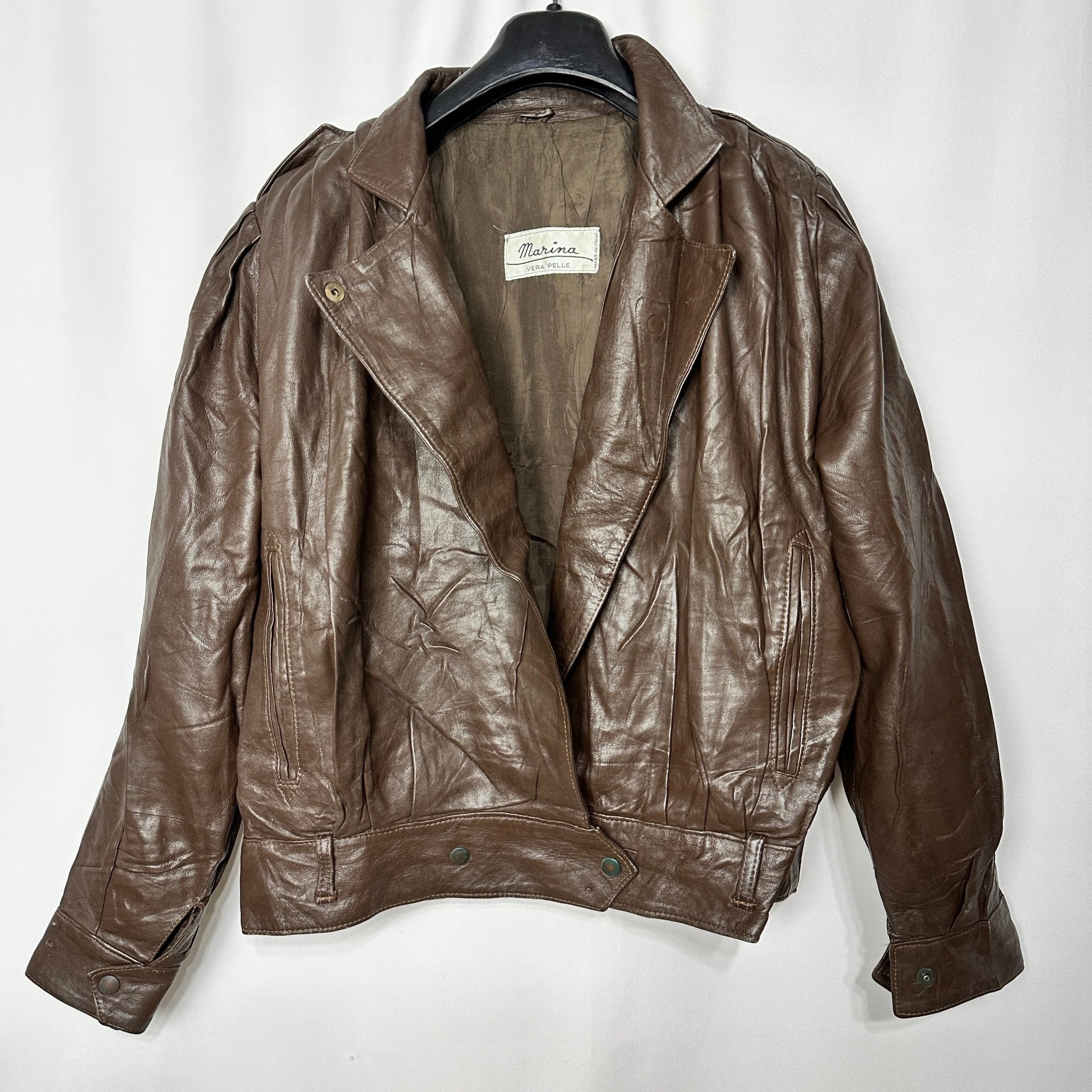 Vintage Marina Vera Pelle Genuine Leather Jacket Large - Funkify