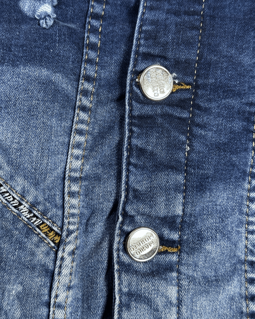 Vintage Mario Morato Studded Denim Vest with Raw Edges - Funkify