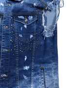 Vintage Mario Morato Studded Denim Vest with Raw Edges - Funkify
