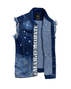 Vintage Mario Morato Studded Denim Vest with Raw Edges - Funkify