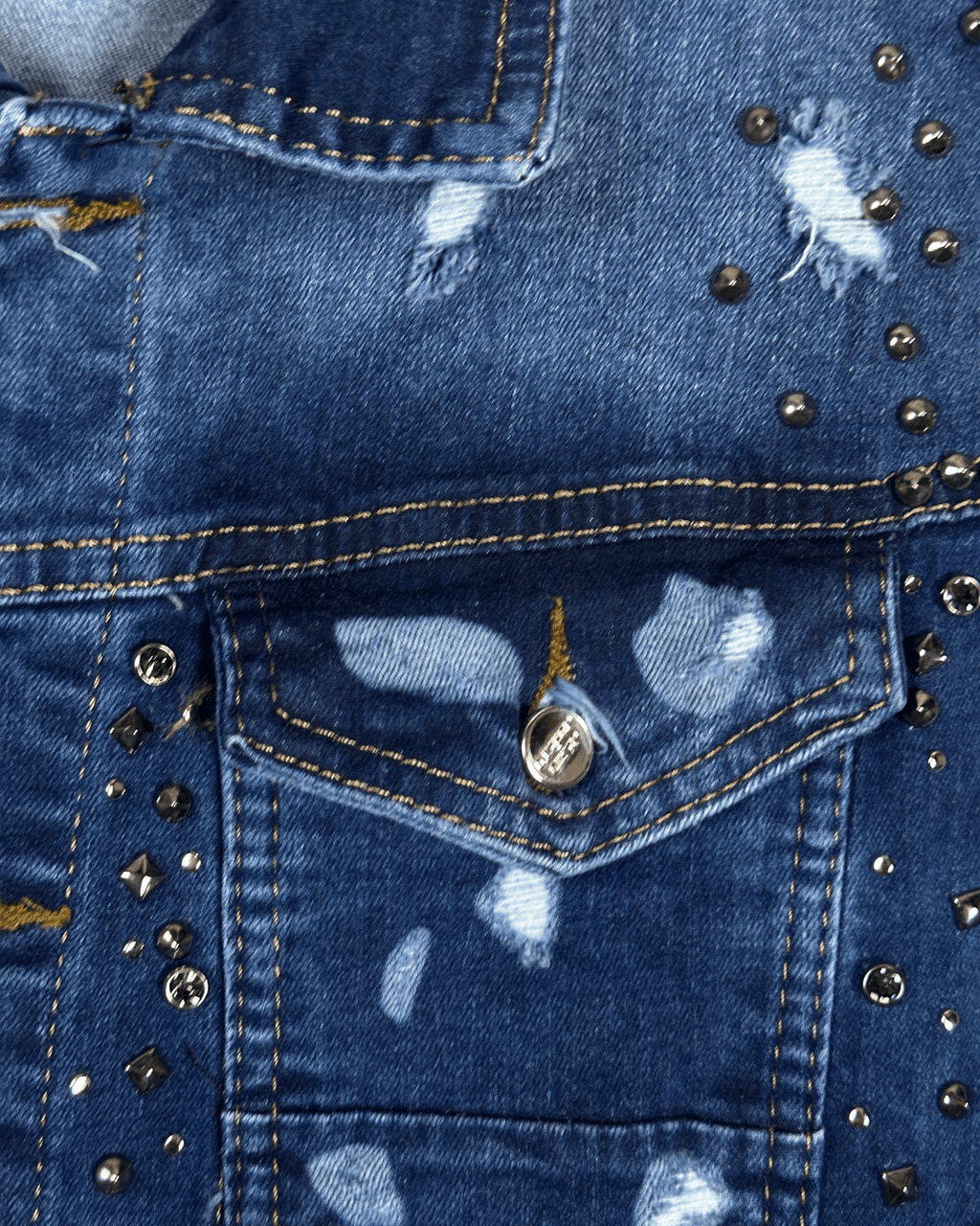 Vintage Mario Morato Studded Denim Vest with Raw Edges - Funkify