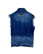 Vintage Mario Morato Studded Denim Vest with Raw Edges - Funkify