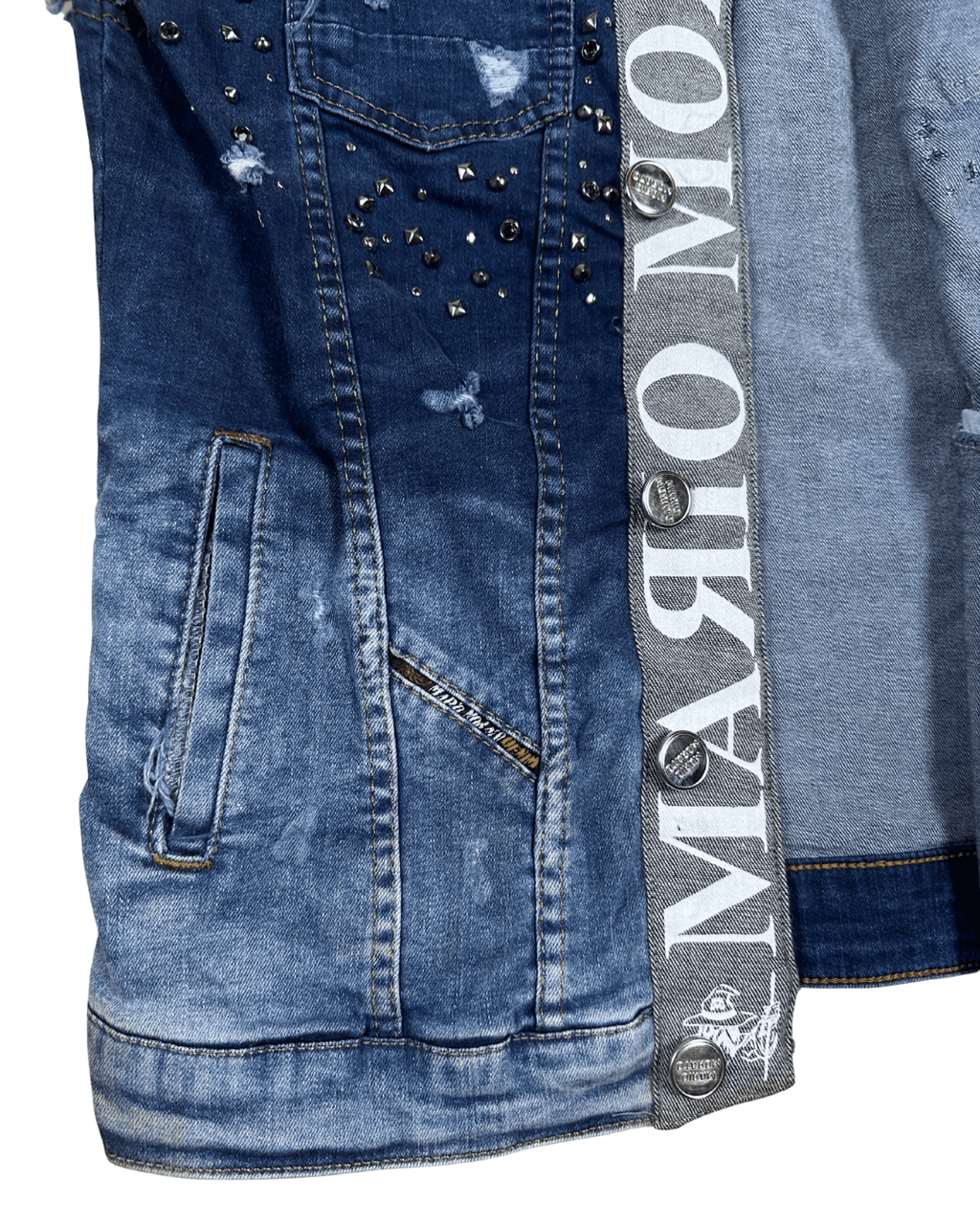 Vintage Mario Morato Studded Denim Vest with Raw Edges - Funkify