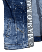 Vintage Mario Morato Studded Denim Vest with Raw Edges - Funkify