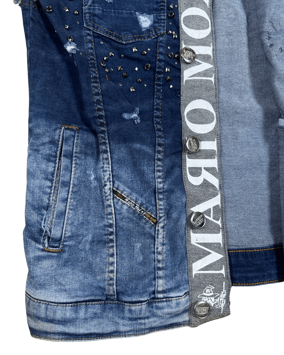 Vintage Mario Morato Studded Denim Vest with Raw Edges - Funkify