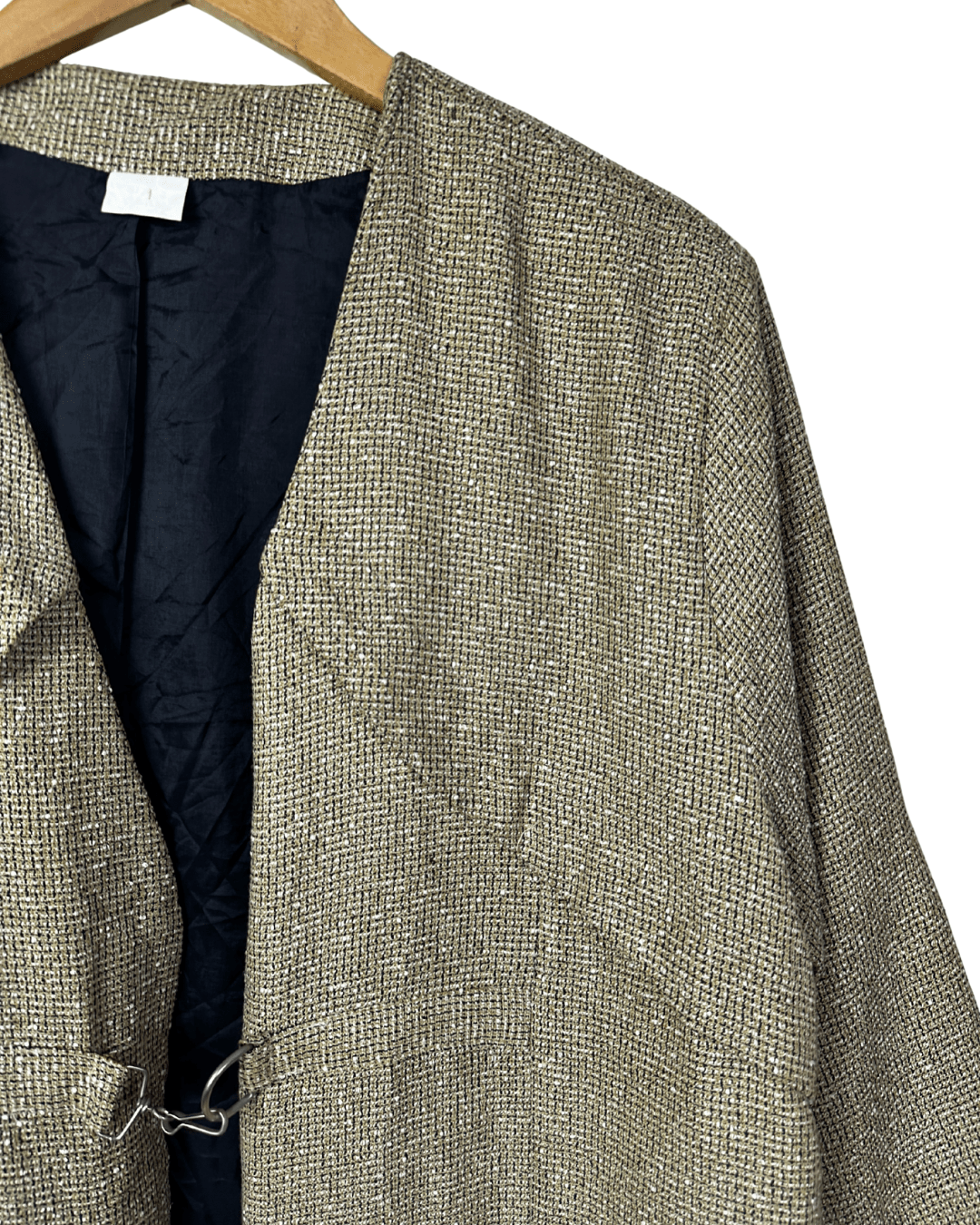 Vintage Metallic Woven Women's Evening Jacket – Hook Closure - Funkify