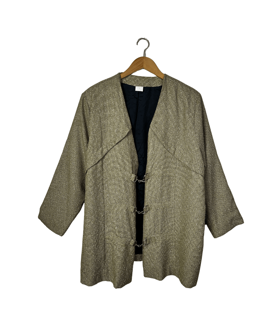 Vintage Metallic Woven Women's Evening Jacket – Hook Closure - Funkify