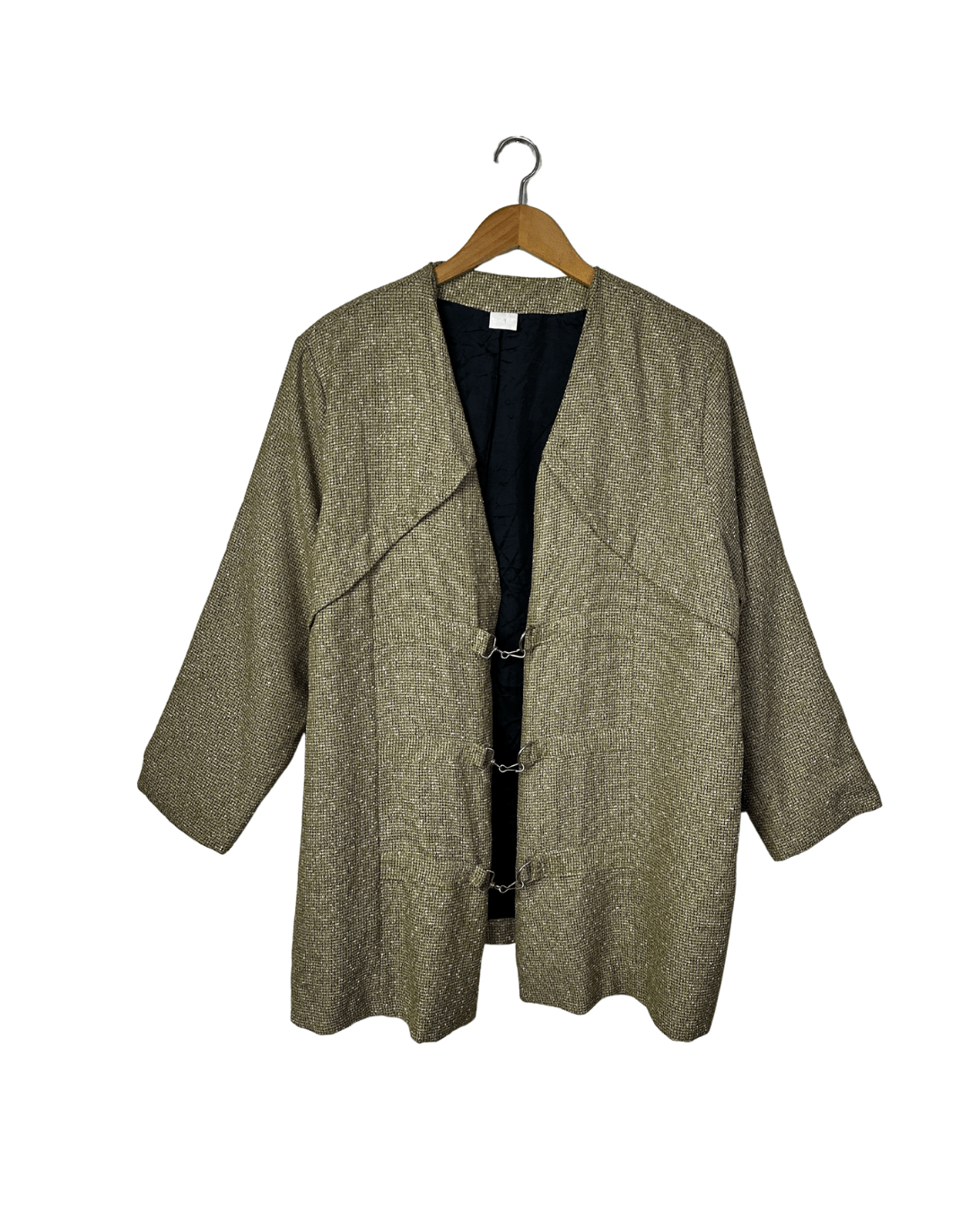 Vintage Metallic Woven Women's Evening Jacket – Hook Closure - Funkify