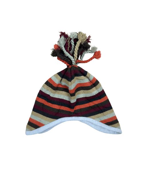 Vintage multicolored striped fleece-lined jester beanie