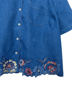 Vintage Napa Valley Denim Embroidered Women's Shirt 2XL - Funkify