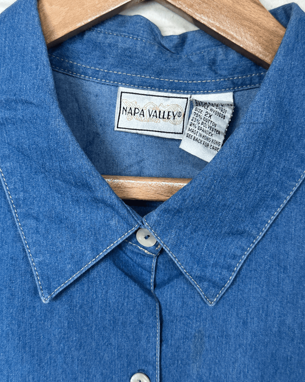 Vintage Napa Valley Denim Embroidered Women's Shirt 2XL - Funkify