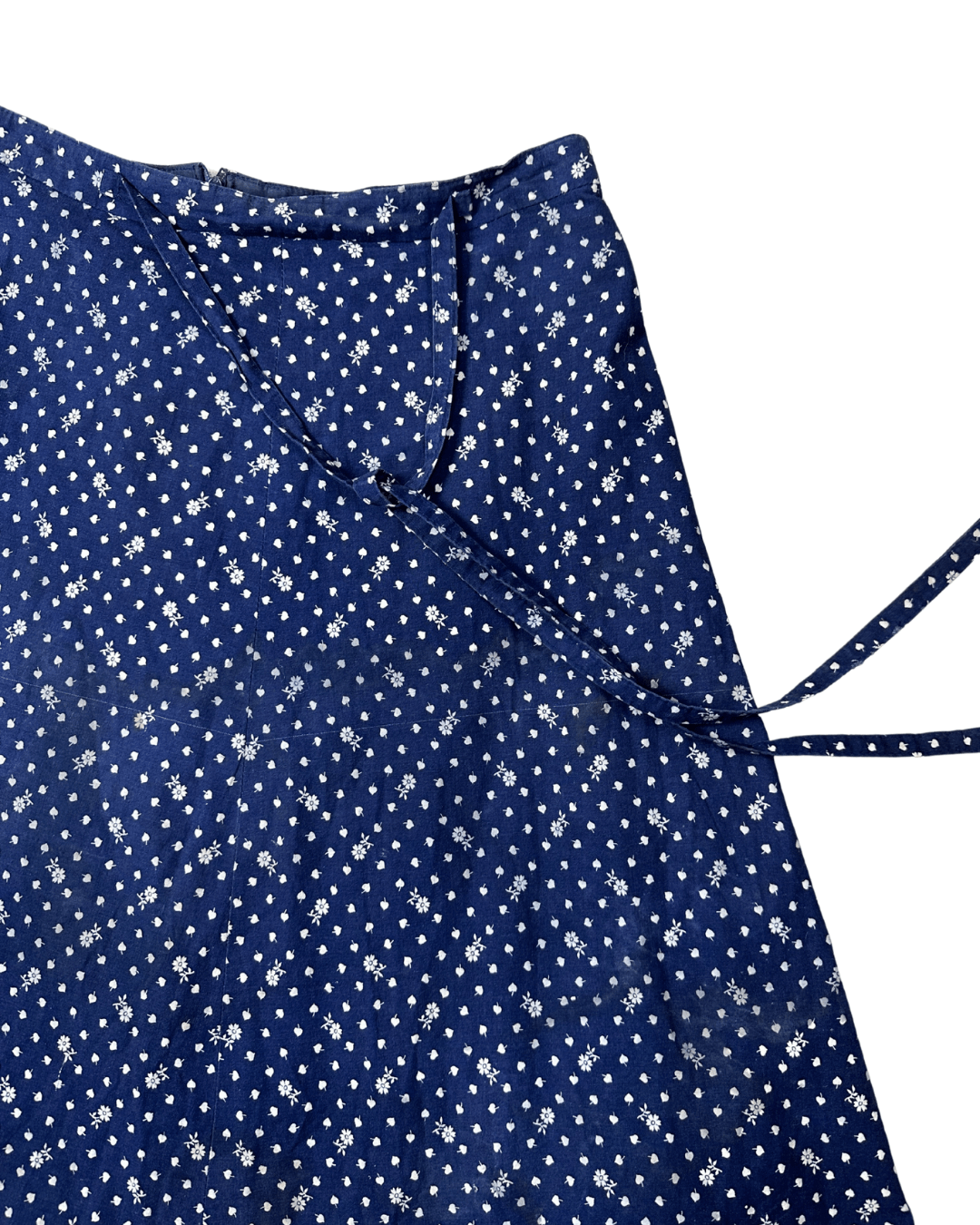 Vintage Navy Blue Floral Midi Skirt - Funkify