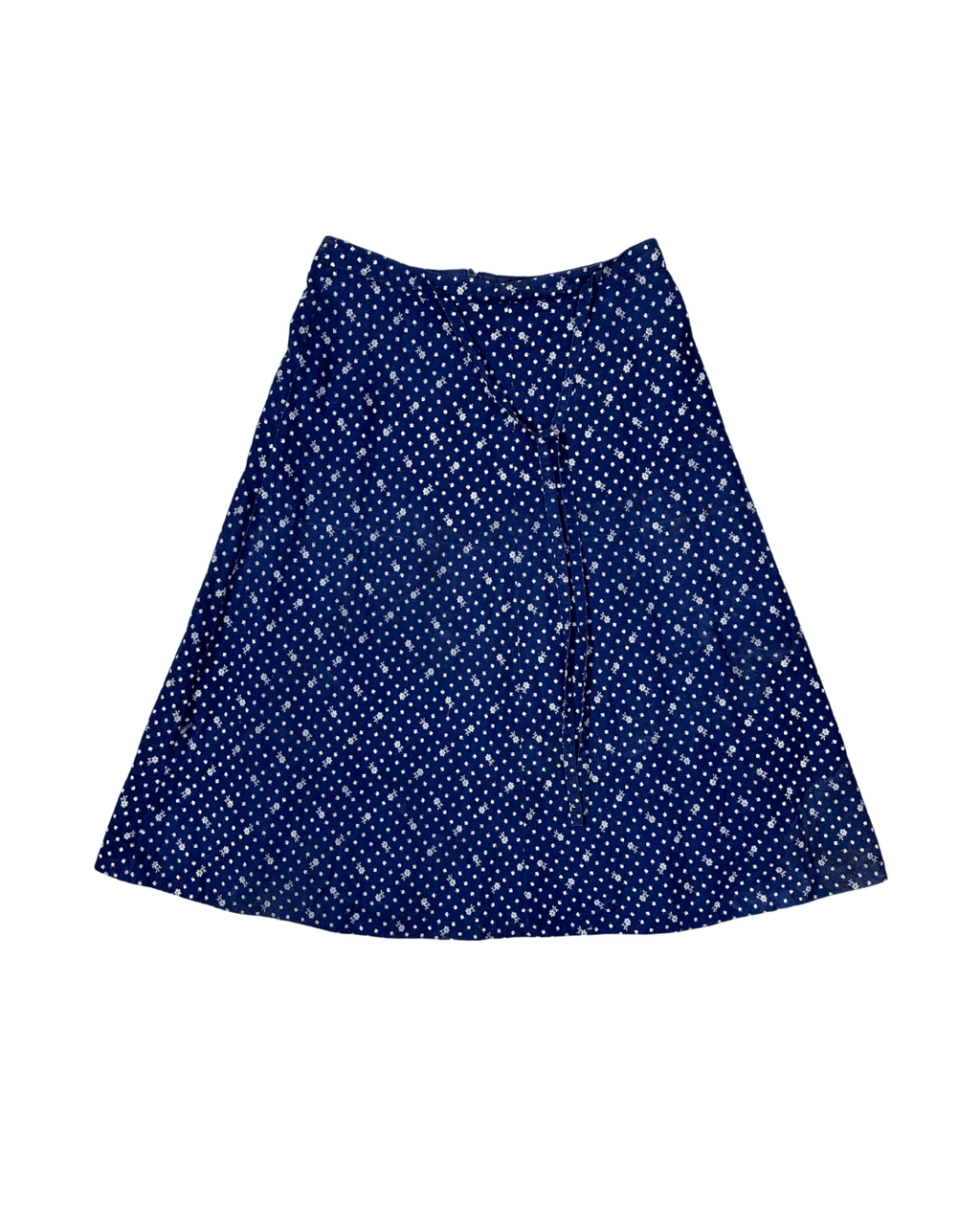 Vintage Navy Blue Floral Midi Skirt - Funkify