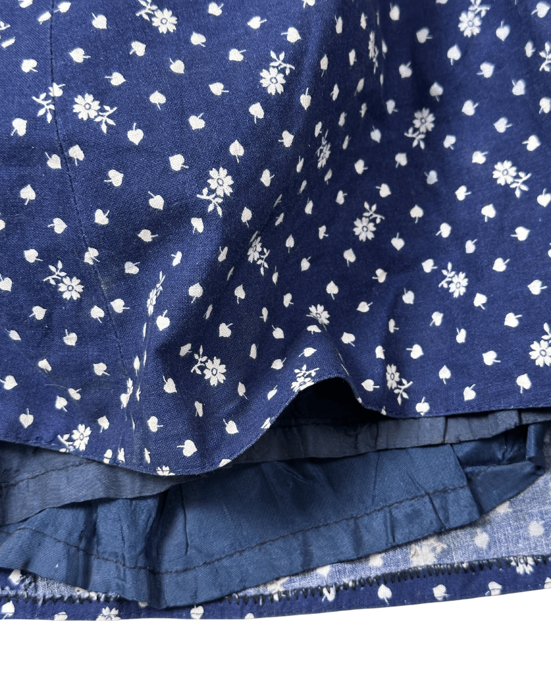 Vintage Navy Blue Floral Midi Skirt - Funkify
