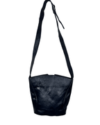 Vintage Navy Genuine Leather Bucket Bag - Funkify