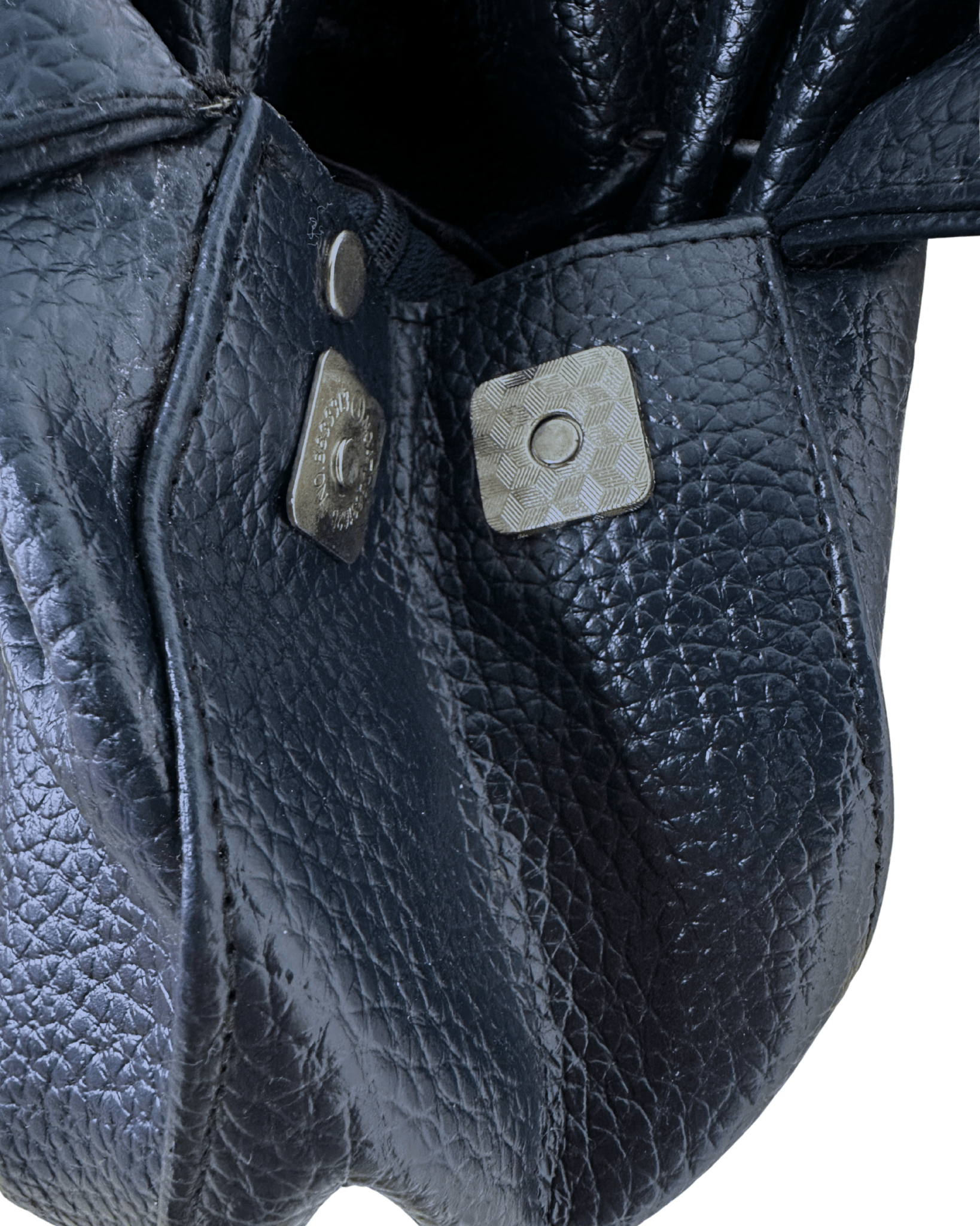 Vintage Navy Genuine Leather Slouchy Ruched Shoulder Bag - Funkify