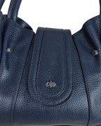 Vintage Navy Genuine Leather Slouchy Ruched Shoulder Bag - Funkify
