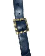 Vintage Navy Genuine Leather Whipstitch Shoulder Bag - Funkify