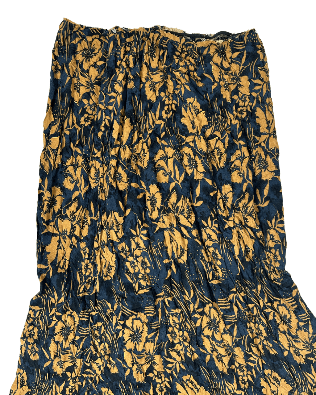 Vintage Navy & Mustard Ruffle Boho Maxi Skirt - Funkify