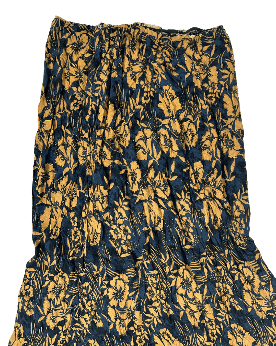 Vintage Navy & Mustard Ruffle Boho Maxi Skirt - Funkify