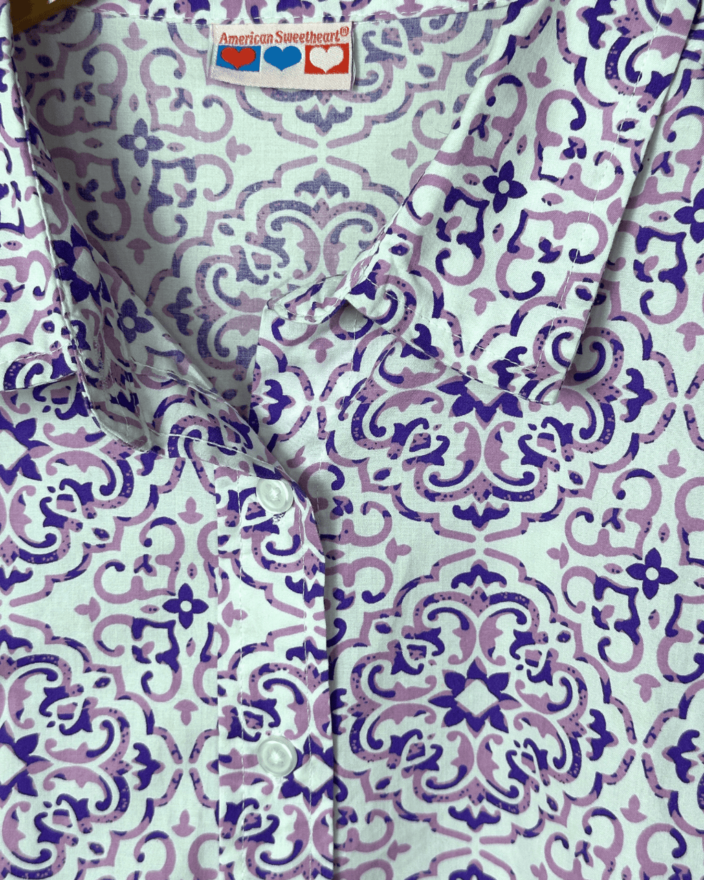 Vintage Ornate Tile Pattern Shirt Medium - Funkify