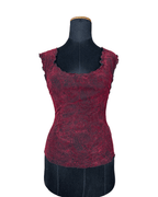 Vintage Paisley Cap Sleeve Burgundy Top - Funkify