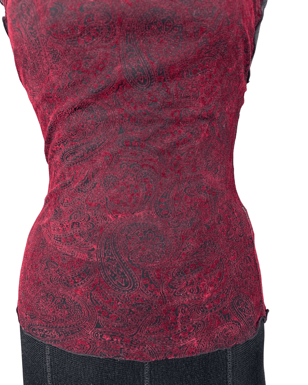 Vintage Paisley Cap Sleeve Burgundy Top - Funkify