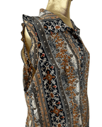Vintage Patterned Sleeveless Shirt 2XL - Funkify