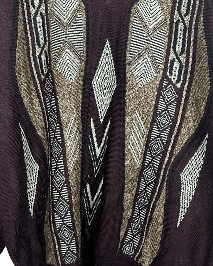Vintage Patterned Sweater 2XL - Funkify
