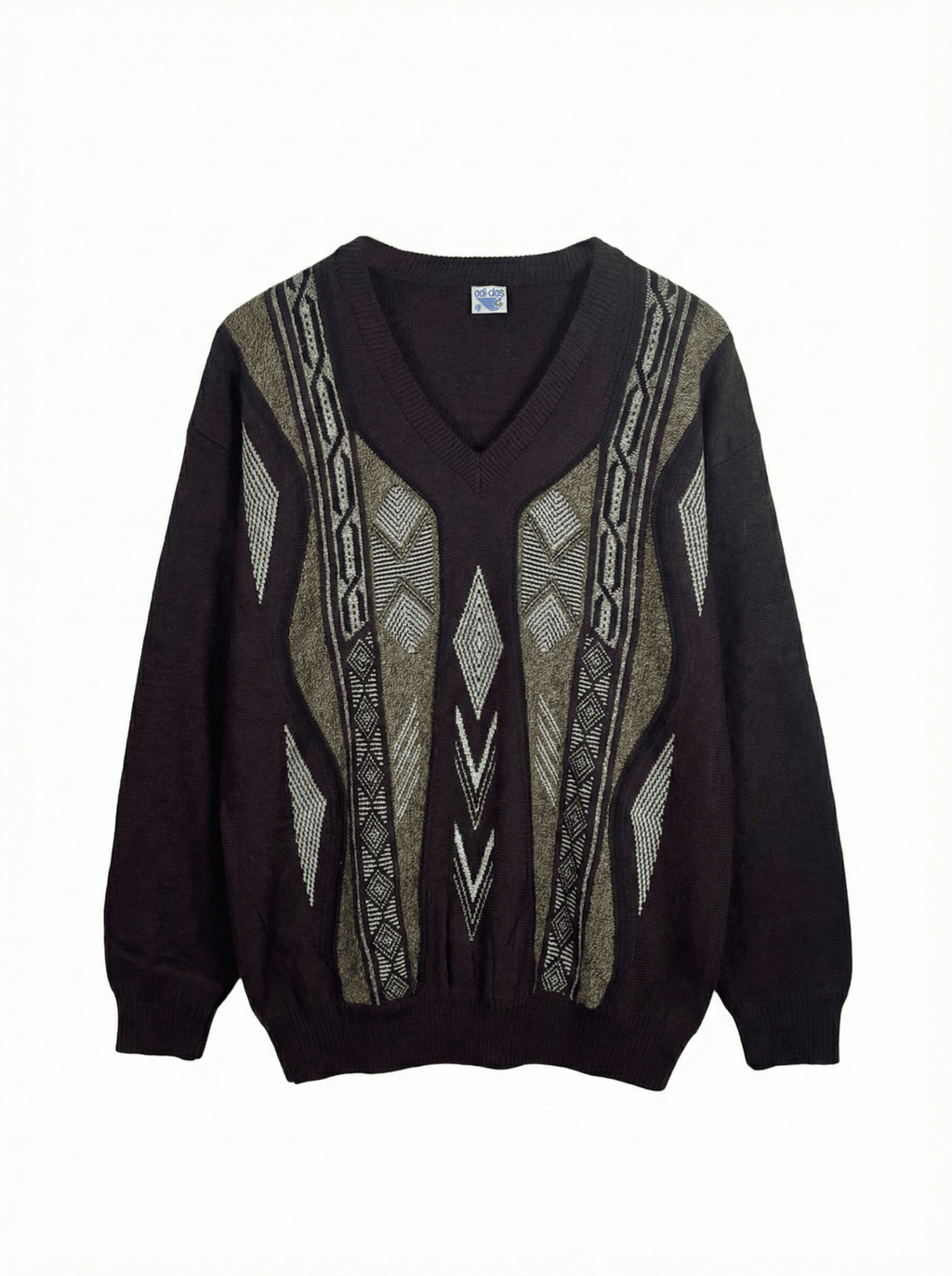 Vintage Patterned Sweater 2XL - Funkify