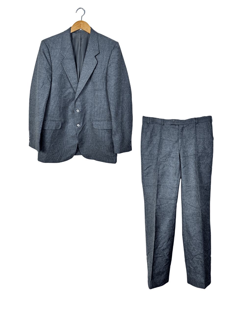 Vintage Pinstripe Pure Virgin Wool Full Suit - Size 50 - Funkify