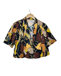 Vintage Pleated Cropped Women's Blouse Large - Funkify